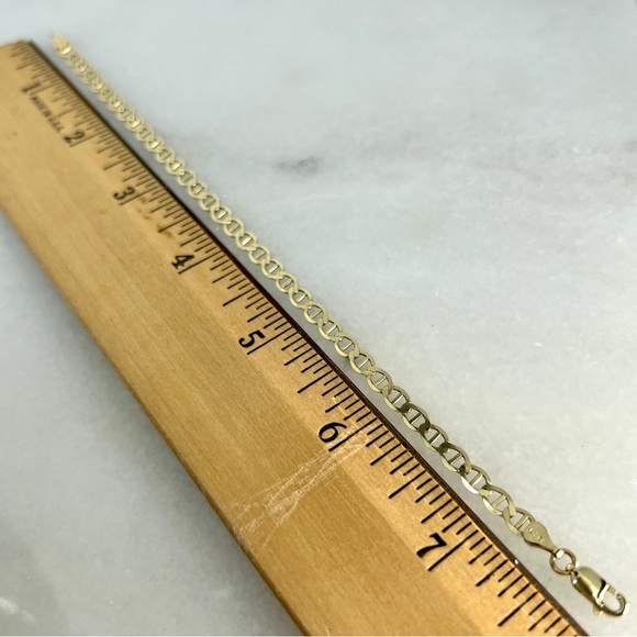 14K Yellow Gold 4mm 7.5" Mariner Anchor Link Chain Bracelet Lobster Clasp - New - Picture 6 of 6